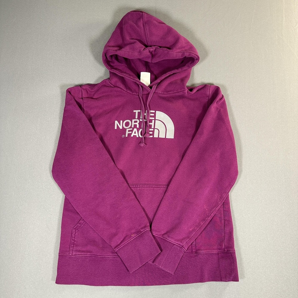 The North Face Hoodie Womens Medium Purple Fleece Pullover Logo Sweatshirt